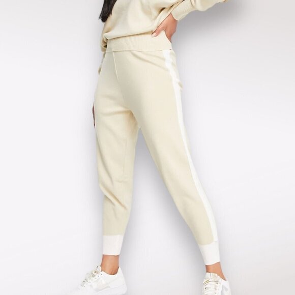 QED London Cozy Knit Sweatpants Joggers Elastic Waist Beige White Small - Picture 1 of 10